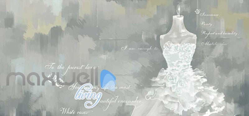 White Wedding Dress Love Quotes Poster Art Wall Murals Wallpaper Decals Prints Decor IDCWP-JB-000061