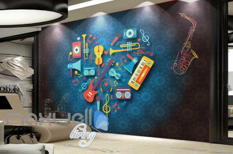 Image of Heart Of Animated Instruments Desgin Art Wall Murals Wallpaper Decals Prints Decor IDCWP-JB-000070