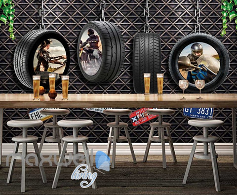 Image of Motorcyle Tire Hanging Metal Wall Art Wall Murals Wallpaper Decals Prints Decor IDCWP-JB-000073