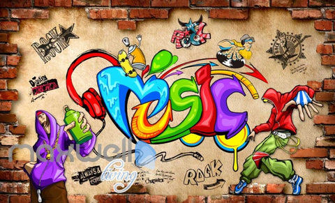 Image of Music Animated Art Graffiti Hiphop Art Wall Murals Wallpaper Decals Prints Decor IDCWP-JB-000080