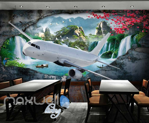 Image of Plane Breakthrough Wall Travel Holiday Art Wall Murals Wallpaper Decals Prints Decor IDCWP-JB-000083