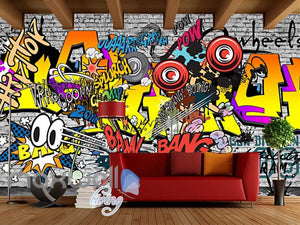 custom size Graffiti Comic Sounds Colour Wall Art Art Wall Murals Wallpaper Decals Prints Decor IDCWP-JB-000099