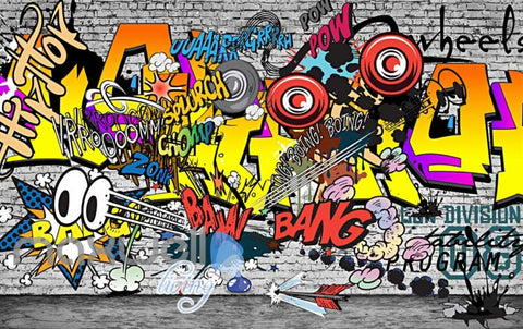 Image of custom size Graffiti Comic Sounds Colour Wall Art Art Wall Murals Wallpaper Decals Prints Decor IDCWP-JB-000099