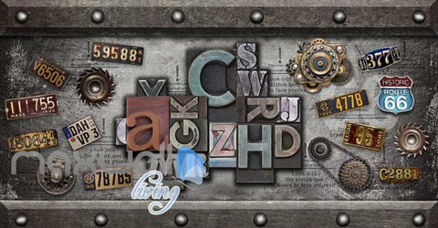 Image of Letter Display Metal Gear Number Plates Art Art Wall Murals Wallpaper Decals Prints Decor IDCWP-JB-000103