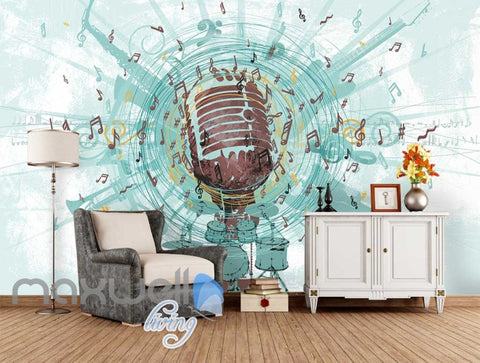 Image of Music Mic Notes Explosion Poster Art Wall Murals Wallpaper Decals Prints Decor IDCWP-JB-000106