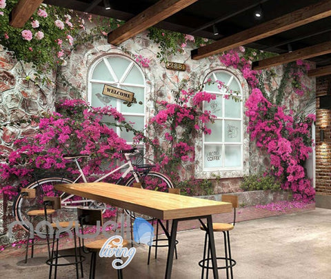 Image of Pink Rose Caf?Bike Art Art Wall Murals Wallpaper Decals Prints Decor IDCWP-JB-000127