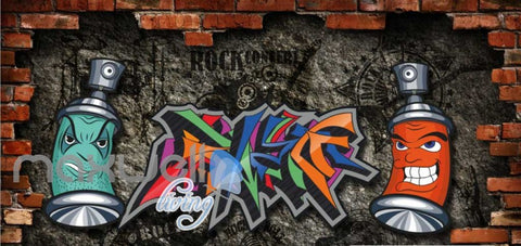 Image of Graffiti Wall Breakthrough Art Rocl Art Wall Murals Wallpaper Decals Prints Decor IDCWP-JB-000133