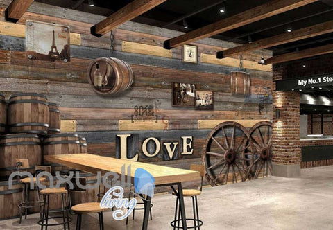 Image of World Barrel Wood Love Design Art Wall Murals Wallpaper Decals Prints Decor IDCWP-JB-000139