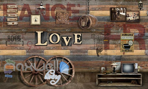 Image of Wood Wheel Lertter Love Collection Art Wall Murals Wallpaper Decals Prints Decor IDCWP-JB-000140