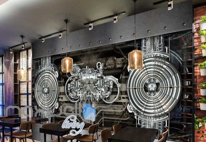 Metal Pipes And Engine Chrome Art Wall Murals Wallpaper Decals Prints Decor IDCWP-JB-000148