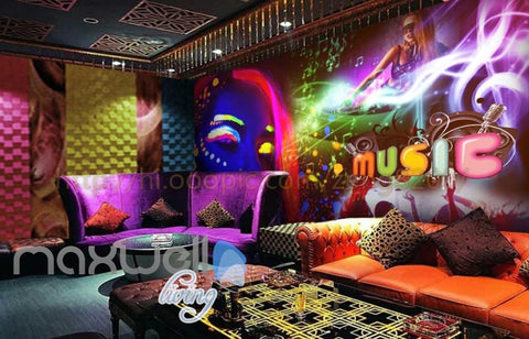 Image of Neon Colour Music Rave  Art Wall Murals Wallpaper Decals Prints Decor IDCWP-JB-000150