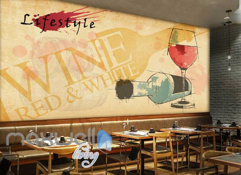Image of Wine Bottle Water Colour Art Art Wall Murals Wallpaper Decals Prints Decor IDCWP-JB-000164