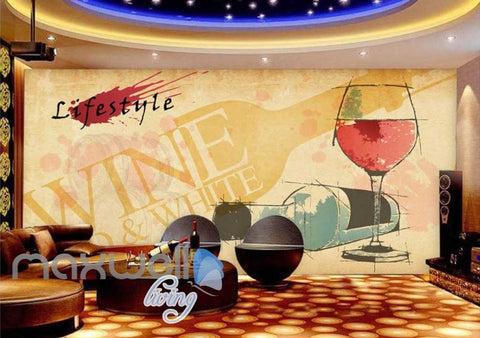 Image of Wine Bottle Water Colour Art Art Wall Murals Wallpaper Decals Prints Decor IDCWP-JB-000164