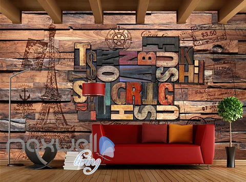 Image of World Letter Collection Wood Wall Art Wall Murals Wallpaper Decals Prints Decor IDCWP-JB-000173