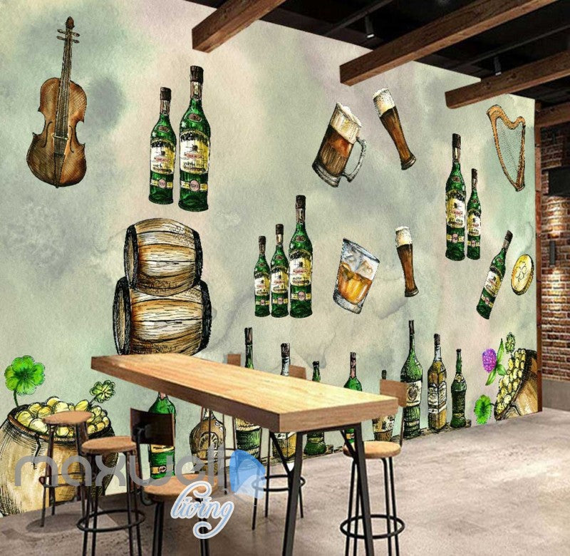 Alcohol Bottle Glass Collection Art Wall Murals Wallpaper Decals Prints Decor IDCWP-JB-000191