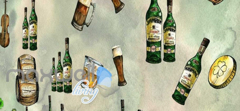 Alcohol Bottle Glass Collection Art Wall Murals Wallpaper Decals Prints Decor IDCWP-JB-000191