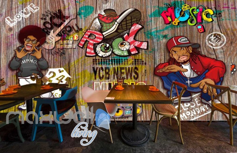 Music Hip Hop Graffiti Art Cartoon Art Wall Murals Wallpaper Decals Prints Decor IDCWP-JB-000199