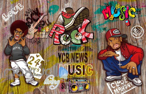 Image of Music Hip Hop Graffiti Art Cartoon Art Wall Murals Wallpaper Decals Prints Decor IDCWP-JB-000199