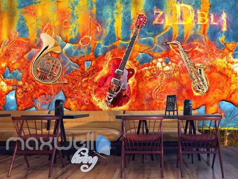 Image of Graffitti Wall Jazz Instruments Art Wall Murals Wallpaper Decals Prints Decor IDCWP-JB-000210