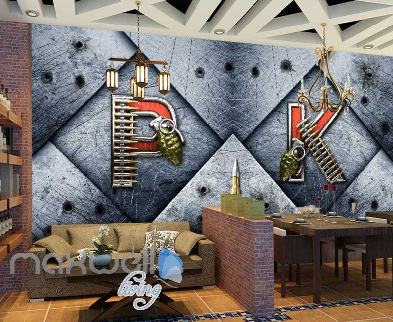 Metal Wall P K Letters With Granada And Bullets Art Wall Murals Wallpaper Decals Prints Decor IDCWP-JB-000211