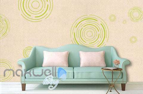 Image of Green Circle Patterns On Wall Art Wall Murals Wallpaper Decals Prints Decor IDCWP-JB-000222