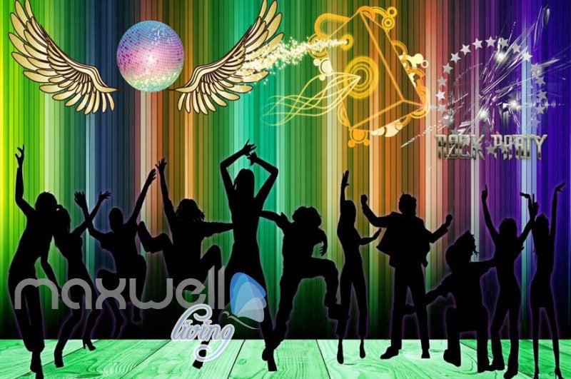 Silhouette Of People Dancing In A Rock Party Art Wall Murals Wallpaper Decals Prints Decor IDCWP-JB-000228
