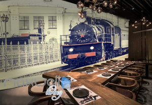 Steam Locomotive In The City Art Wall Murals Wallpaper Decals Prints Decor IDCWP-JB-000229