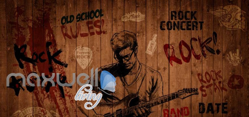 Red Rocker Style Wallpapers Rock Star Red Wooden Wall Art Wall Murals Wallpaper Decals Prints Deco ...