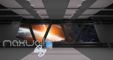 Image of View Of Earth From Window Space Ship Art Wall Murals Wallpaper Decals Prints Decor IDCWP-JB-000245