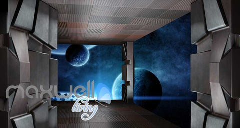Image of View Of Planets Inside A Space Ship Art Wall Murals Wallpaper Decals Prints Decor IDCWP-JB-000246