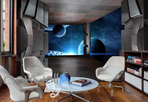 Image of View Of Planets Inside A Space Ship Art Wall Murals Wallpaper Decals Prints Decor IDCWP-JB-000246