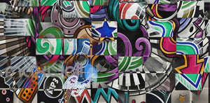 Graffitti Wall Square Colourful Music Design Art Wall Murals Wallpaper Decals Prints Decor IDCWP-JB-000250