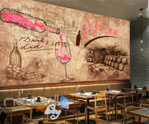 Image of Sepia Paper Wallpaper Drink Wine Art Wall Murals Wallpaper Decals Prints Decor IDCWP-JB-000252