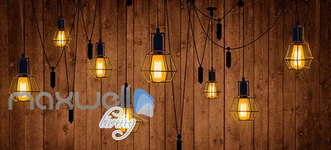 Image of Wooden Wallpaper Graphic Art Design With Lamps Art Wall Murals Wallpaper Decals Prints Decor IDCWP-JB-000272