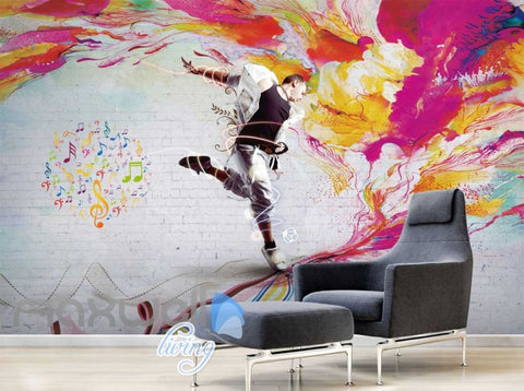 Image of Graphic Art Design Of Man Dancing Art Wall Murals Wallpaper Decals Prints Decor IDCWP-JB-000280