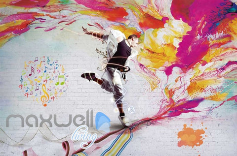 Image of Graphic Art Design Of Man Dancing Art Wall Murals Wallpaper Decals Prints Decor IDCWP-JB-000280