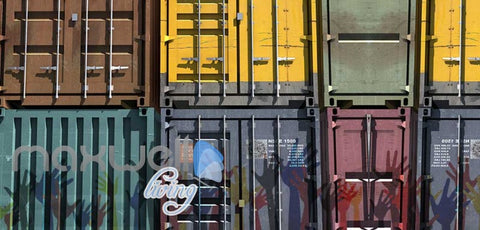 Image of Poster With Shipping Containers And Hands Art Wall Murals Wallpaper Decals Prints Decor IDCWP-JB-000290