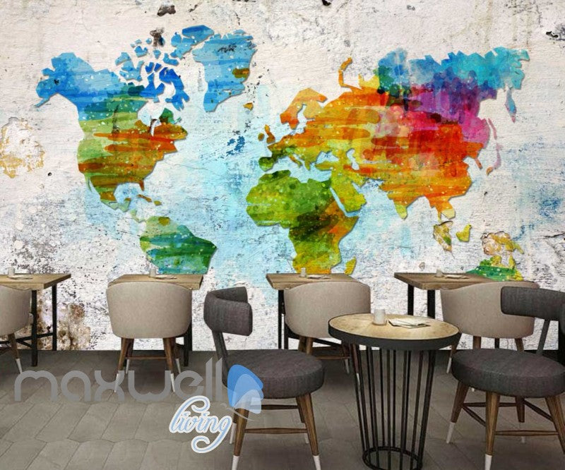 Graphic Art Design Colourful World Map Art Wall Murals Wallpaper Decals Prints Decor IDCWP-JB-000300