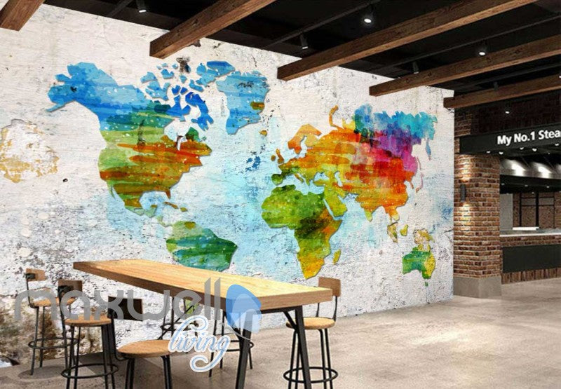 Graphic Art Design Colourful World Map Art Wall Murals Wallpaper Decals Prints Decor IDCWP-JB-000300