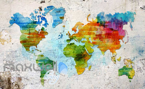 Image of Graphic Art Design Colourful World Map Art Wall Murals Wallpaper Decals Prints Decor IDCWP-JB-000300