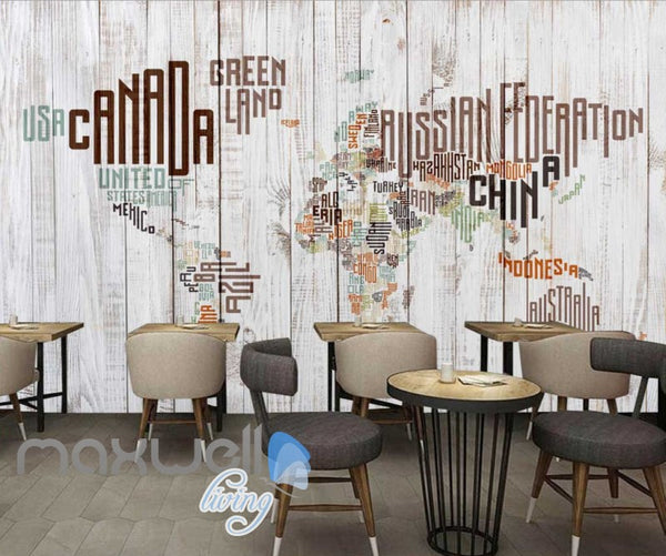 Graphic Art Design World Map Made Of Typographic Country Names Art Wal ...