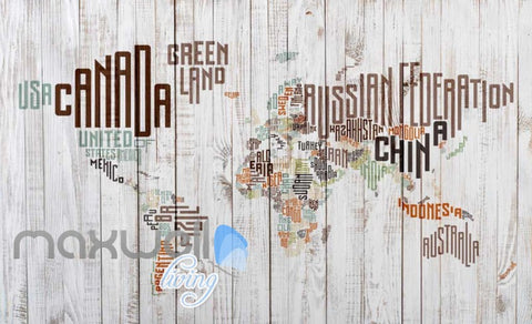 Graphic Art Design World Map Made Of Typographic Country Names Art Wall Murals Wallpaper Decals Prints Decor IDCWP-JB-000301