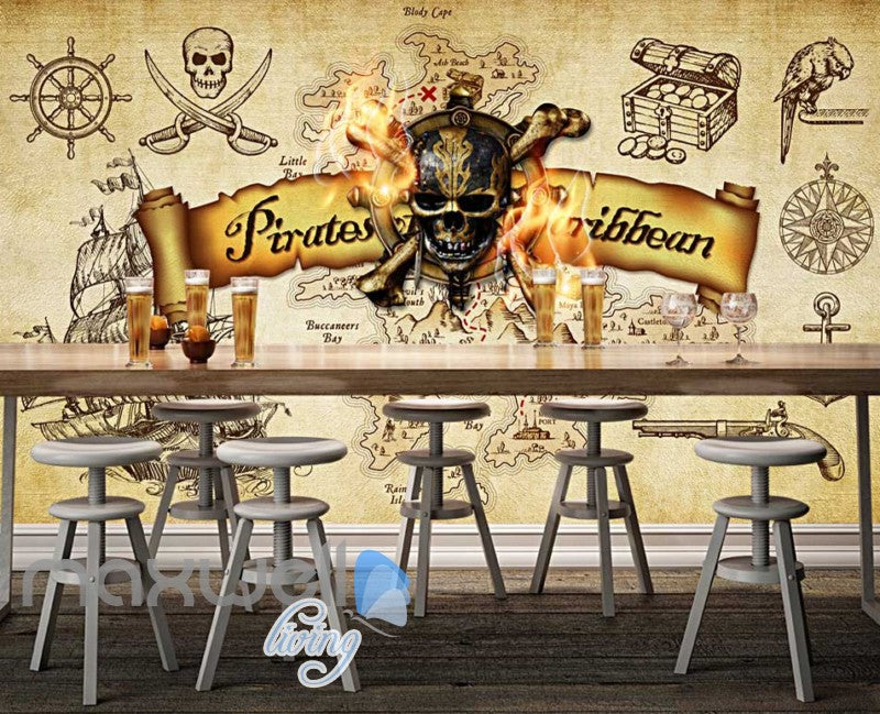 Grunge Poster Pirates Of The Caribbean In Sepia Art Wall Murals Wallpaper Decals Prints Decor IDCWP-JB-000318