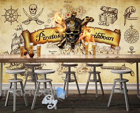 Image of Grunge Poster Pirates Of The Caribbean In Sepia Art Wall Murals Wallpaper Decals Prints Decor IDCWP-JB-000318