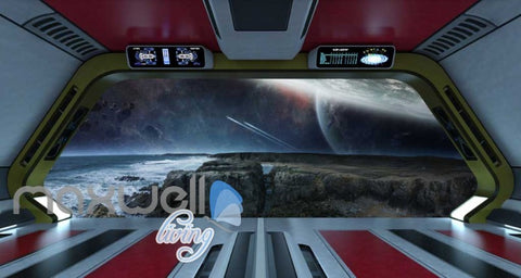 Image of View Space And Earth From A Spaceship Art Wall Murals Wallpaper Decals Prints Decor IDCWP-JB-000337