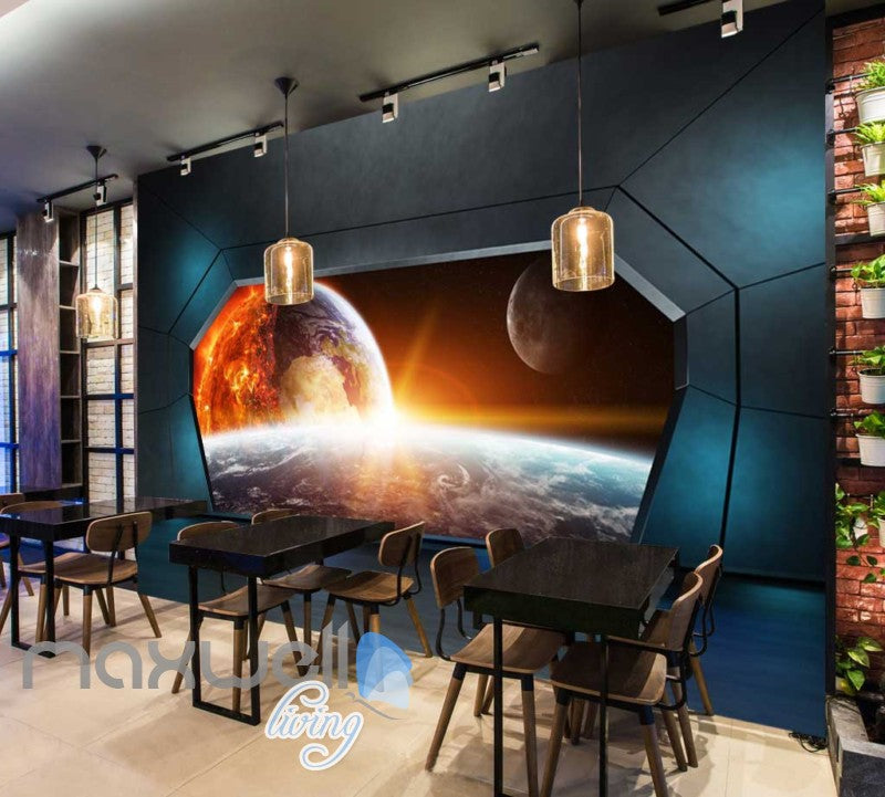 View Space And Earth From A Spaceship Art Wall Murals Wallpaper Decals Prints Decor IDCWP-JB-000338