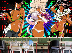 Graphic Art Design With 3 Exotic Women Art Wall Murals Wallpaper Decals Prints Decor IDCWP-JB-000342