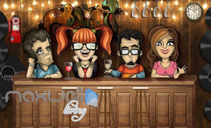 Illustration Cartoon People In A Bar Art Wall Murals Wallpaper Decals Prints Decor IDCWP-JB-000369