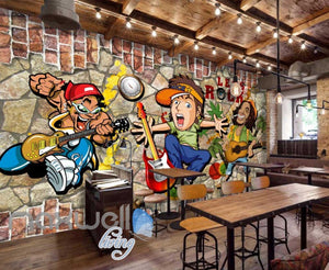 3D Graffiti Rock Cartoon Breaking Through Brick Wall Art Wall Murals Wallpaper Decals Prints Decor IDCWP-JB-000381