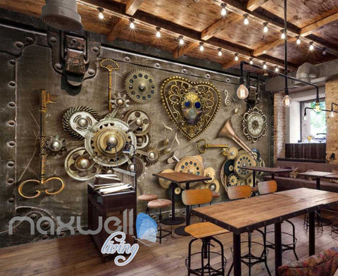 Image of Grunge Poster With Old Gears Art Wall Murals Wallpaper Decals Prints Decor IDCWP-JB-000388